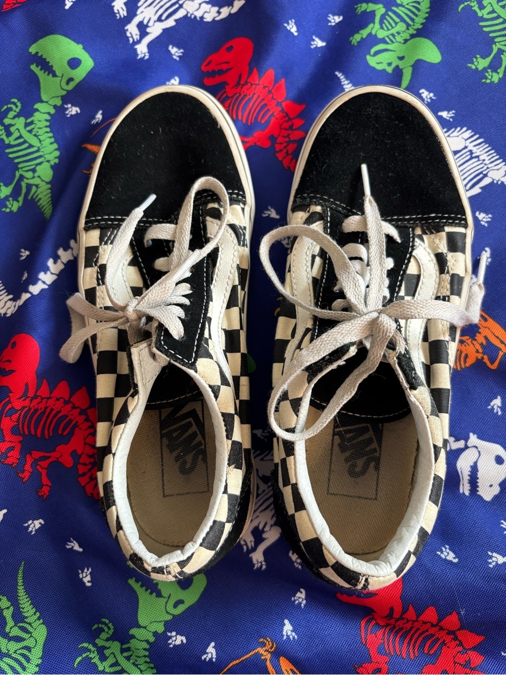 Ladies 7.5 black with checkered vans - Picture 7 of 7